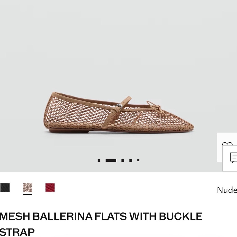 Mango Brown Mesh Ballerina Flats with Buckle